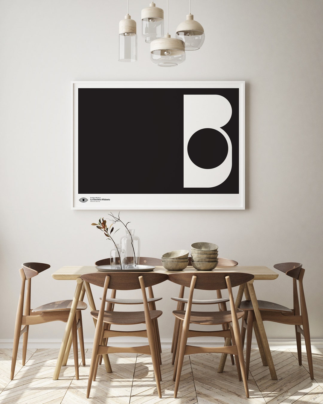 Large Wall Art, Retro Monogram Poster Art Print, Letter B, Instant ...