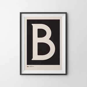 Lettre majuscule Art mural Monogramme Poster Art Print Lettre B Téléchargement instantané Impression dart minimaliste du milieu du siècle Art mural imprimable image 2