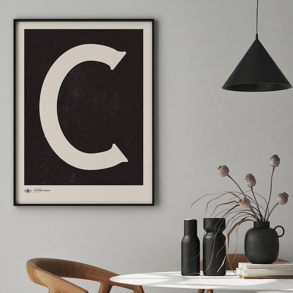 Großbuchstaben Wandkunst | Monogramm Poster Kunstdruck | Buchstabe C | Sofortiger Download | Minimalistischer Mid Century Kunstdruck | Druckbare Wandkunst