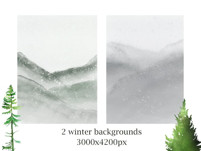 Forest Graphics Conifers Pine Trees Winter tree clipart Watercolor Pine Trees Clipart Woodland Watercolor forest