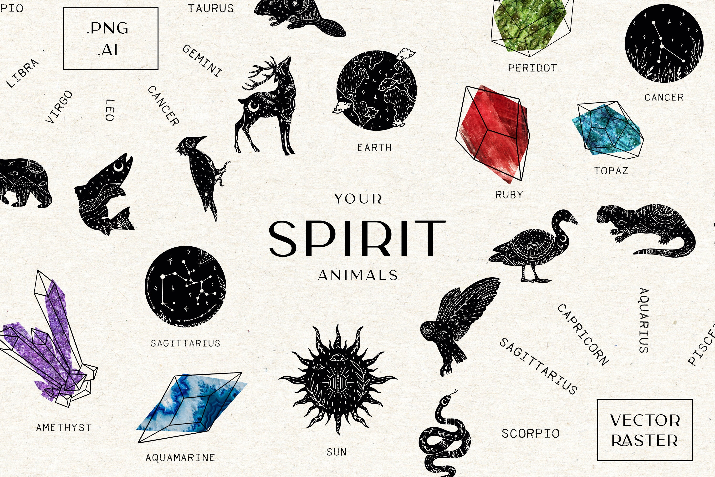 Your Spirit Animals Zodiac signs clipart constellation | Etsy