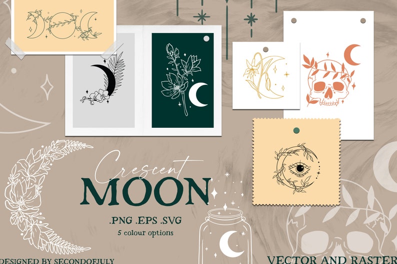 Download New Mystical vector and raster Bundle Witch clipart Moon ...