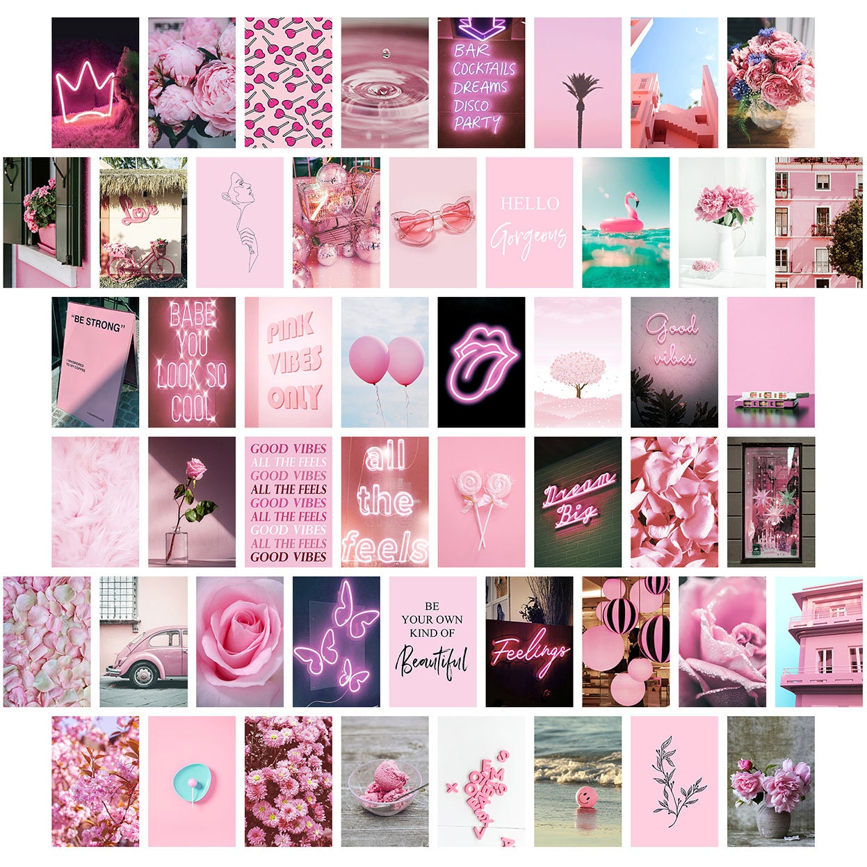 50 PRINTED 4in x 6in Pink Wall Collage Kit Wall Collage Etsy