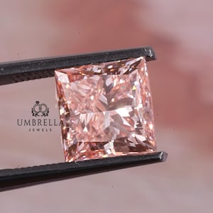 Fancy Vivid Pink Color IGI Certified Emerald Cut Diamond VS1 Clarity Diamond Lab Grown Diamond Lab Created 0.50 tO 5 CT Princess CVD Diamond