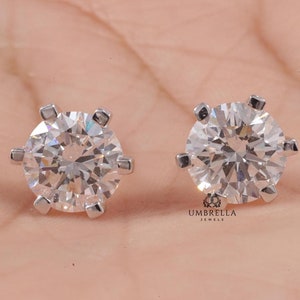 Moissanite Stud Earrings Screw Back, Round Cut Gold Stud Earrings For Women, Daily Wear Earring, Birthday Gift Her, Graduations Gift For Her