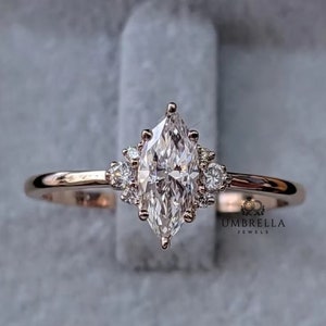 Marquise Moissanite Engagement Ring Vintage Wedding Ring Solitaire Ring Marquise Anniversary Ring Promise Ring Gift for Her Ring for Women