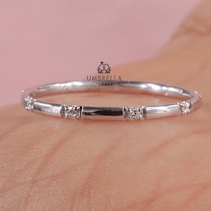 Flush Set Moissanite Wedding Band, Round Cut Flush Diamond Band, Etoile Band Chunky Dainty Diamond Anniversary Band Minimalist Stacking Band