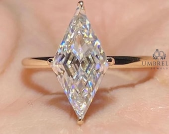 3.00 CT Kite Cut Moissanite Diamond Solitaire Engagement Ring 14k Solid Yellow Gold Wedding Ring Prong Set Handmade Ring Women Gift For Her.