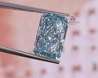Ausgefallener, leuchtend blauer Diamant, 0,25 - 5 ct, Radiant-Schliff, im Labor gezüchtet, IGI-zertifizierter VS1-Diamant, blauer Diamant für einen individuellen Verlobungsring.