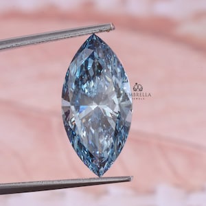 Fancy Vivid Blue Diamond, 0.50 - 5 CT  CT Marquise Cut Lab Grown Diamond, IGI Certified VS1 Diamond, Blue Diamond for Custom Engagement Ring