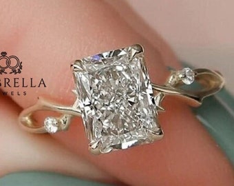 Radiant Cut Moissanite Engagement Ring 14K Solid Gold Ring Radiant Wedding Ring Anniversary Ring Promise Ring Gift for Her Ring for Women
