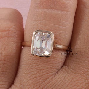Oude mijne gesneden kussenvorm Moissaniet verlovingsring 14K / 18K gouden ring voor haar Art Deco uniek cadeau Vintage ring bruidsring cadeau voor haar
