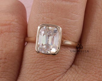 Old Mine Cut Cushion Shape Moissanite Engagement Ring 14K / 18K Gold Ring For Her Art Deco Unique Gift Vintage Ring Bridal Ring Gift For Her