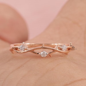 Twig wedding band Vintage Twig Ring For Woman Twiste Ring Diamond Vine ring Moissanite Floral wedding band Unique Branch band, twig ringBand