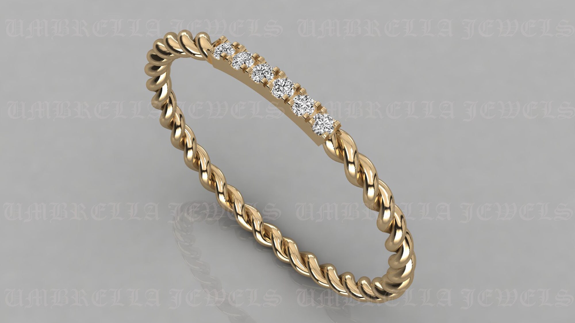 14k Gold Twisted Diamond Wedding Band/ Twisted Band Ring with Etsy