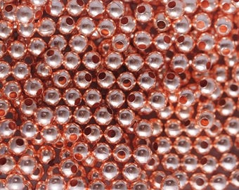 2-3mm Real Pure Solid Copper Raw Uncoated Hollow Beads