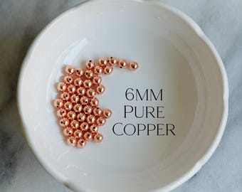 6mm Real Pure Solid Copper Raw Uncoated Hollow Beads
