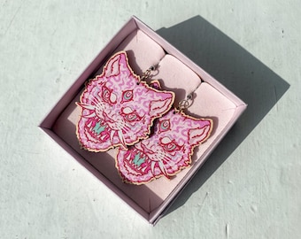 Tigrr - wooden earrings with hooks or hoops