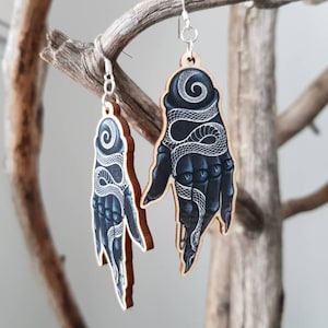 Isla wooden earrings with hooks or hoops image 1