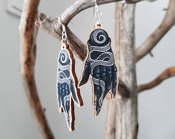 Isla - wooden earrings with hooks or hoops