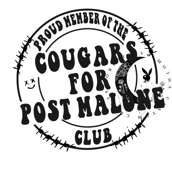 Cougars for post Malone decal ,Post Malone Merch, Post Malone 2023 Tour, outdoor car decal