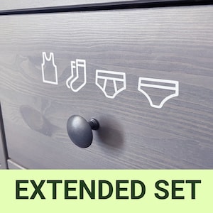 Dresser/Closet Label Decals (Extended Set) - 25 Icon Label Decals