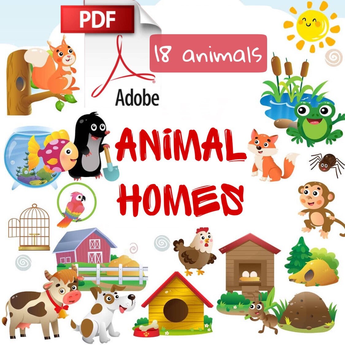 Montessori Farm Animal Match Miniature Figurine w/ Matching Cards 2 Part Cards 
