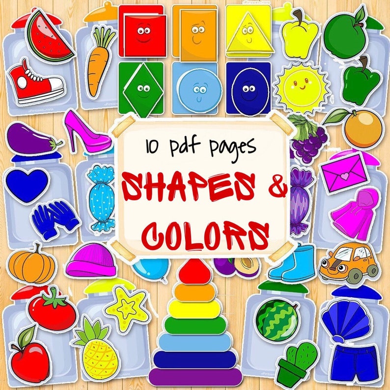 Shapes and Color Matching Activity Shape Match Printable Etsy