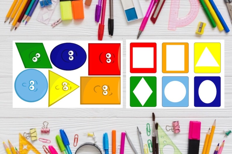 Shapes and Color Matching Activity Shape Match Printable Etsy