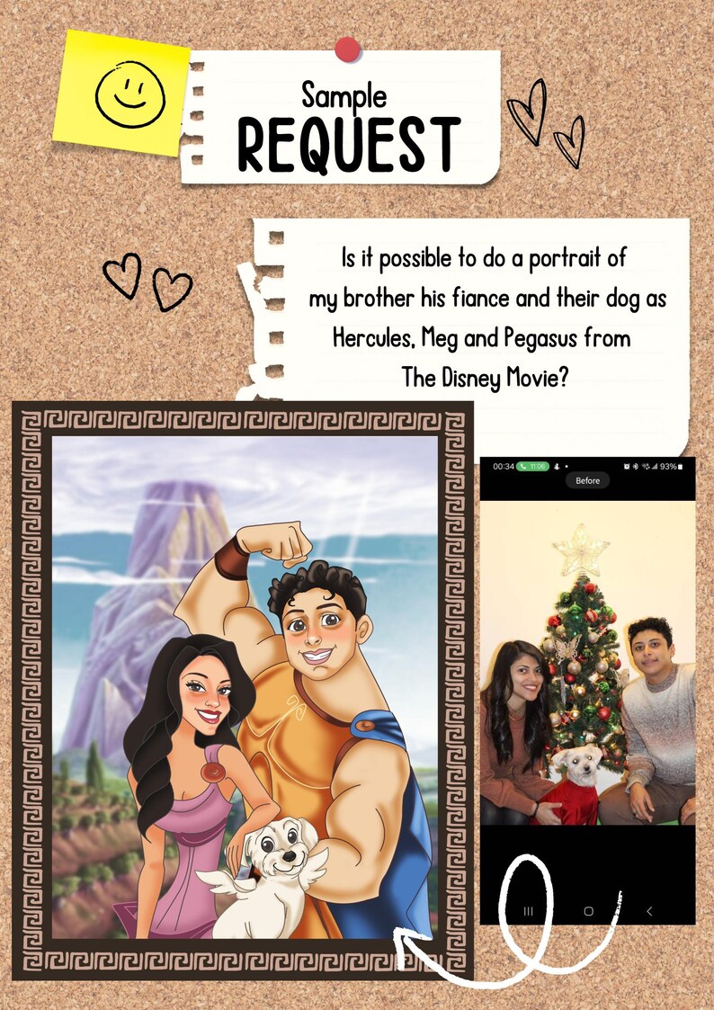 Disney Style Custom Portrait for Family, Couple, Best Friend