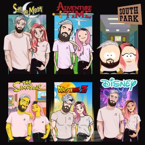 I will draw any type of cartoon style, Custom Cartoon Portrait drawn from your photo