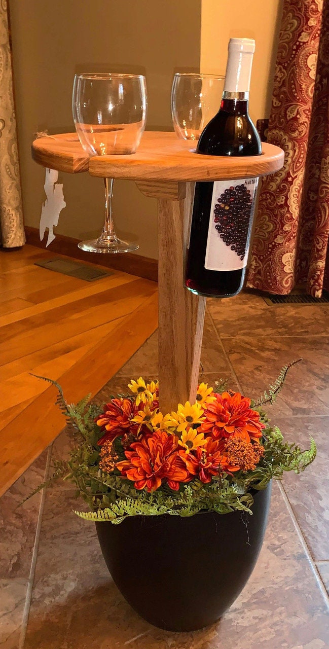 Round Portable Wine Table Personalized Round Portable Wine Etsy