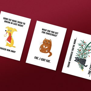Set of 3 Printable Christmas Cards, Funny Merry Christmas,  Instant Download, 5 x 7 inches, 127 x 177.8 mm, PDF, Simple Holiday Greeting