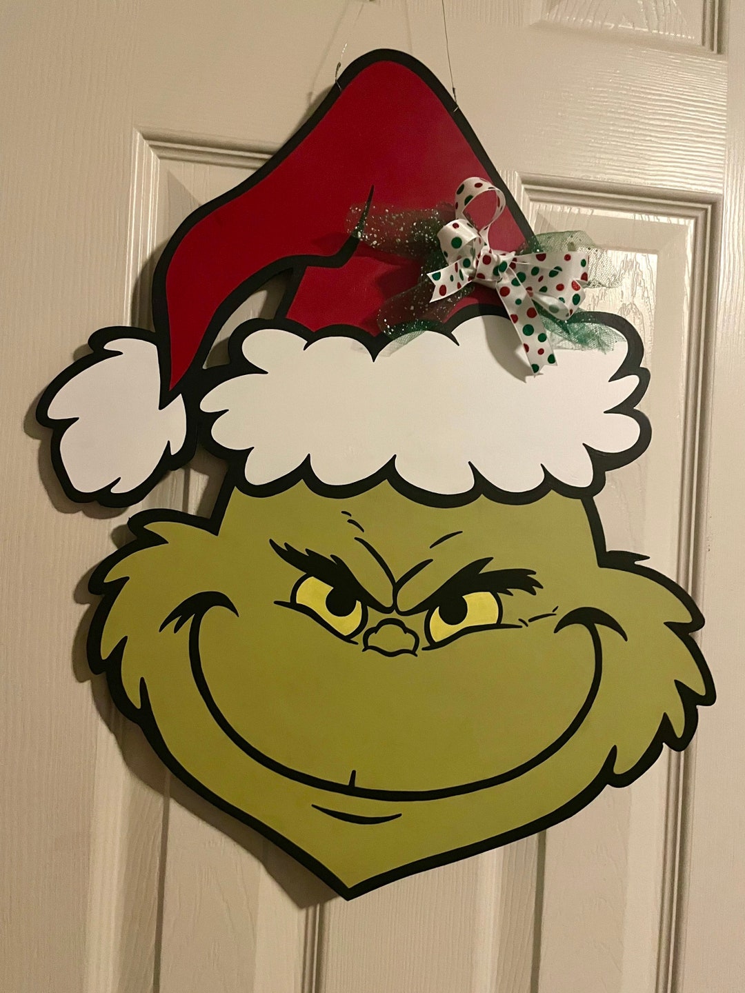 Grinch Face Door Hanger Etsy