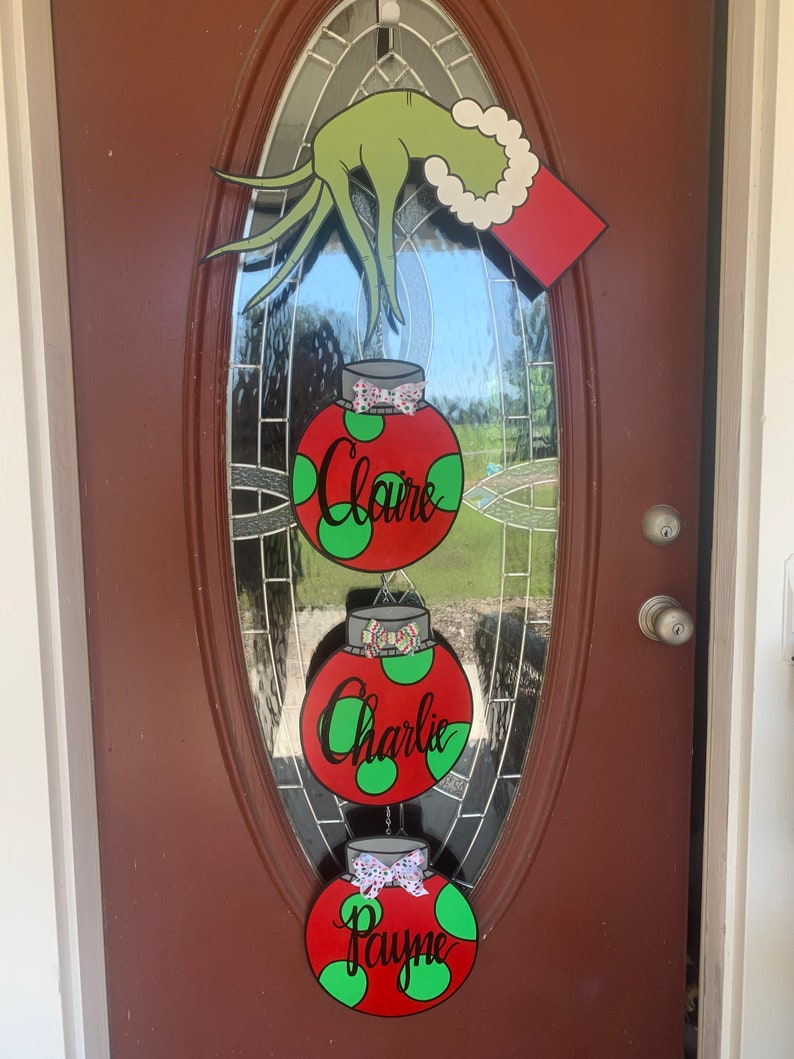 Grinch Hand Door Hanger Etsy