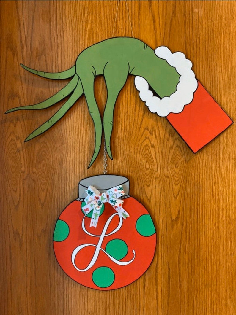 Grinch Hand Door Hanger Etsy