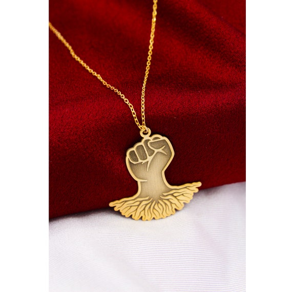 Black Lives Matter Rooted Fist Necklace Black Lives Matter