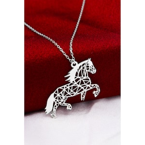 Origami Horse Necklace , Silver Horse Necklace , Minimalist Jewelry , 925 Sterling Silver , Horse Lover