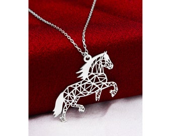 Origami Horse Necklace , Silver Horse Necklace , Minimalist Jewelry , 925 Sterling Silver , Horse Lover