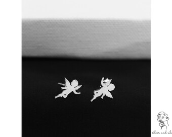 Angel Earrings , Minimalist Earrings , Dainty Earrings , Stud Earrings , 925 Sterling Silver