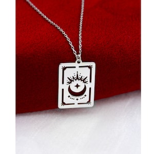 Sun Moon Tarot Karte Halskette , Tarot Liebhaber , Minimalist Schmuck , Mama , Freund , Valentinstag Geschenk , 925 Sterling Silber