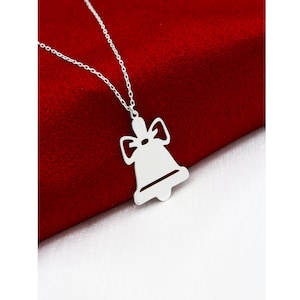 Ribbon Christmas Bell Necklace , Chirstmas Bell Necklace