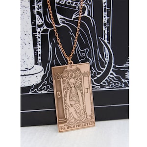 Tarot Karte Halskette , Die Hohepriesterin Tarot Karte 925 Sterling Silber , Tarot Liebhaber Geschenk , Frauen Halskette