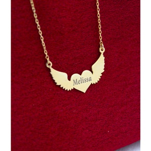14K Vergoldete Engel Flügel Herz Halskette , Engel Flügel Halskette , Valentinstag Geschenk , Geschenk für Valentinstag , Frauen Für Halskette