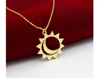 925 Sterling Silver Sun Moon Necklace , Sun Moon Necklace , Sun Moon Gold Necklace , Women For Necklace , Gift For Women , Gift For Mom