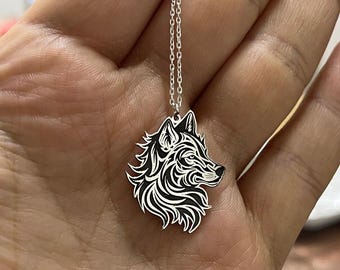 Gold Realistic Wolf , Wolf Necklace , Minimalist Jewelry , Animal Lover Gift , Grandmother For , Mothers Day Necklace , Christmas Gift