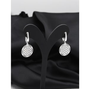Flower Of Life Earrings , Flower Lover , Minimalist Jewelry , 925 Sterling Silver