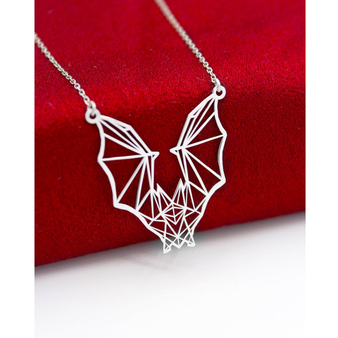 Origami Bat Necklace , Bat Necklace , Bat Lover Gift Etsy