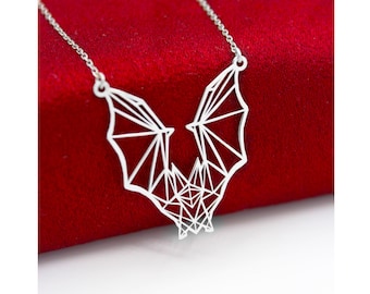 Origami Bat Necklace , Bat Necklace , Bat Lover Gift , Gift For Mom , Women For Necklace , Gift For Women , Gold Plated Necklace ,