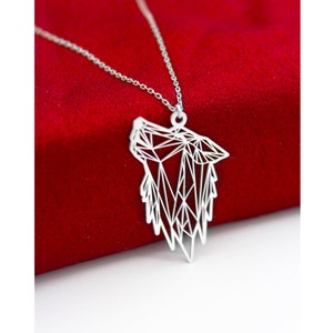 Origami Howling Wolf Necklace , Wolf Necklace , Wolf Lover Necklace , Wolf Lover Gift